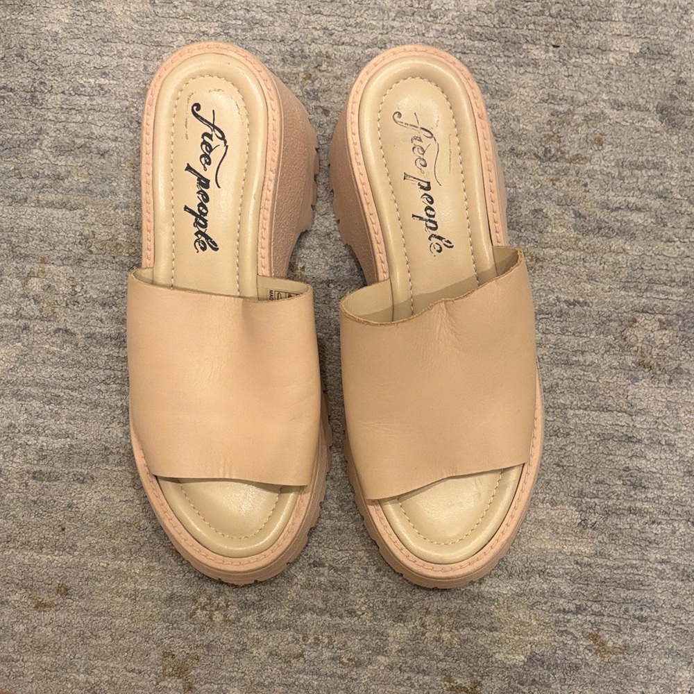 Free People Cream Mules